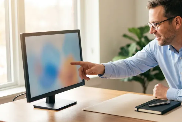 A licensed agent comparing plan options on screen before the call